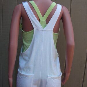 NWOT Chico's Design white 100% cotton overalls with brass grommets, size Small